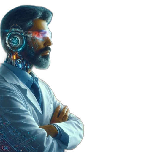 robot, jacket, cyberpunk, vaporwave transparent PNG cut-out