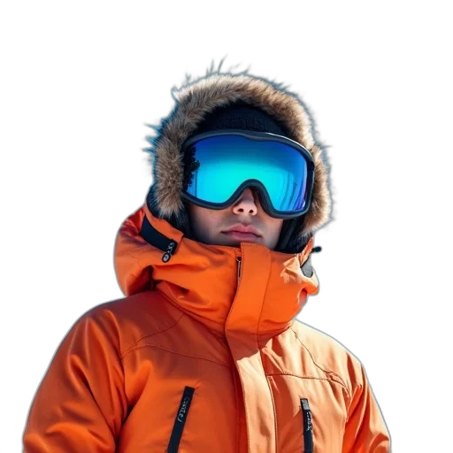jacket, staff, face, hat transparent PNG cut-out