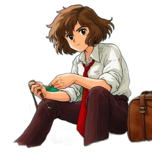 jacket, staff, weapon, hair transparent PNG cut-out