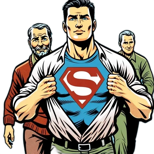 comic book art, cartoon, concept art, three transparent PNG cut-out
