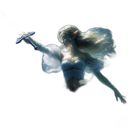 hair, dress, sword, creature transparent PNG cut-out