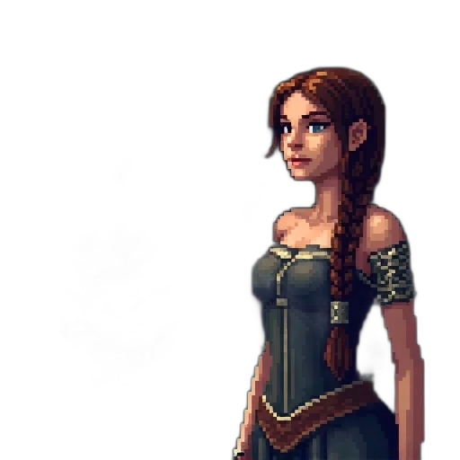 dress, staff, fantasy art, pixel art transparent PNG cut-out