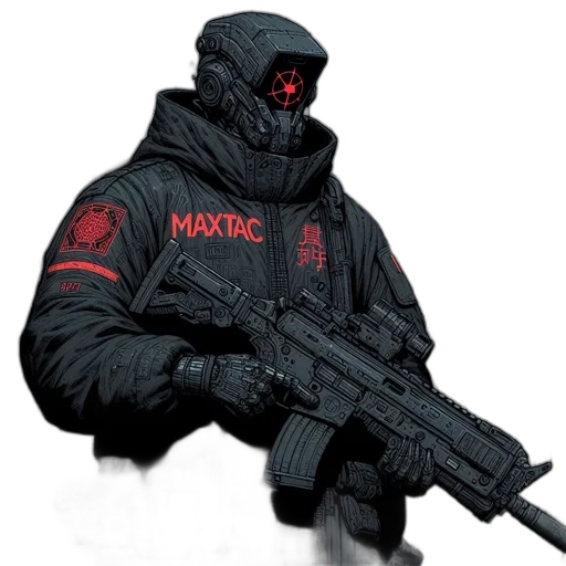 jacket, weapon, mask, staff transparent PNG cut-out
