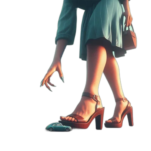 shoes, dress, staff, creature transparent PNG cut-out
