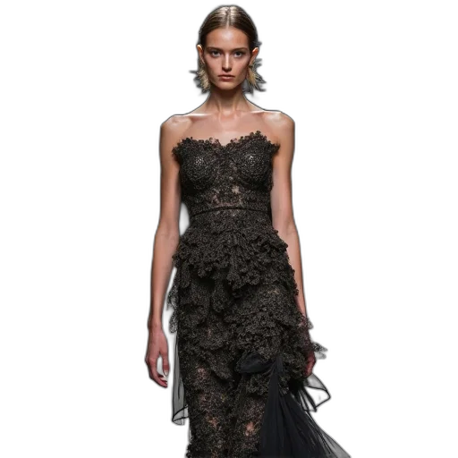 dress, dark, model, walks transparent PNG cut-out