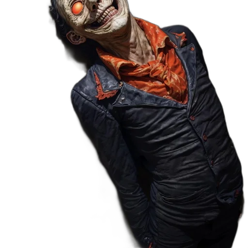 mask, creature, jacket, staff transparent PNG cut-out