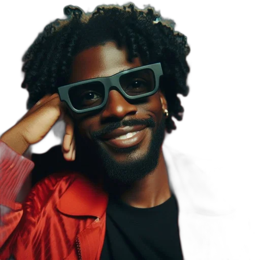 man, curly, hair, wearing transparent PNG cut-out
