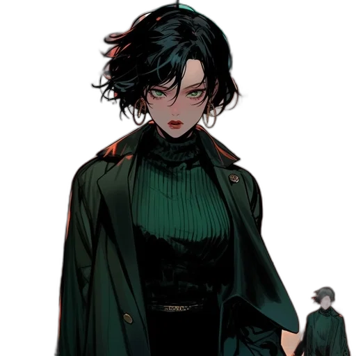 dress, staff, jacket, comic book art transparent PNG cut-out