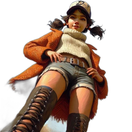 hat, jacket, staff, weapon transparent PNG cut-out