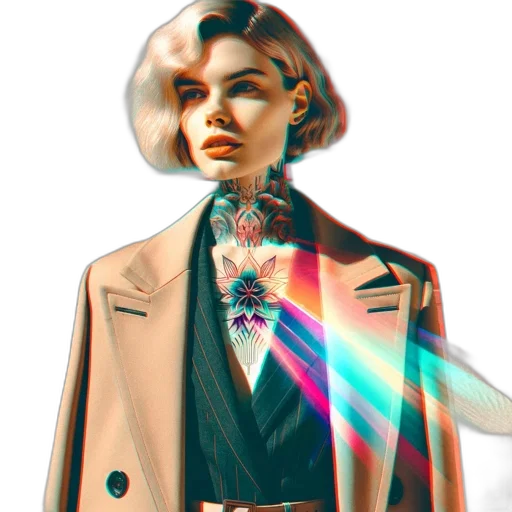 jacket, staff, jewelry, face transparent PNG cut-out