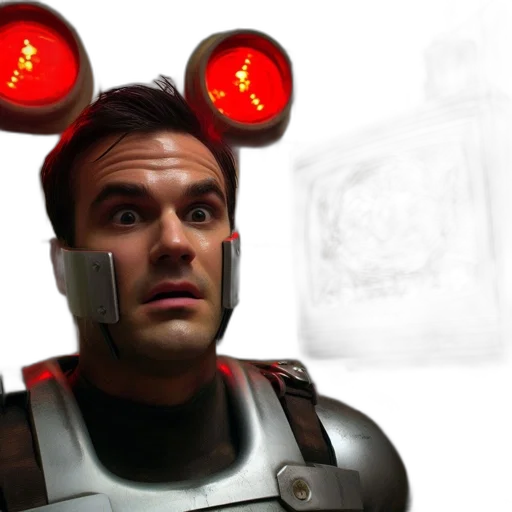 robot, concept art, 3d render, neon lights transparent PNG cut-out