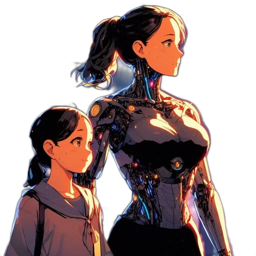 robot, dress, crown, cyberpunk transparent PNG cut-out