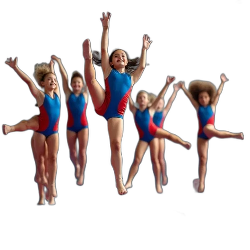 3d render, group, young, cheerleaders transparent PNG cut-out