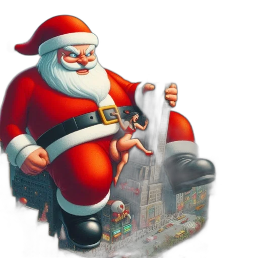 concept art, 3d render, photorealistic, santa transparent PNG cut-out