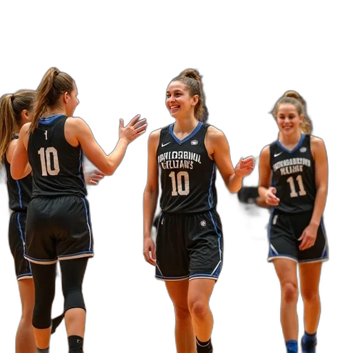 girls, basketball, team, celebrates transparent PNG cut-out