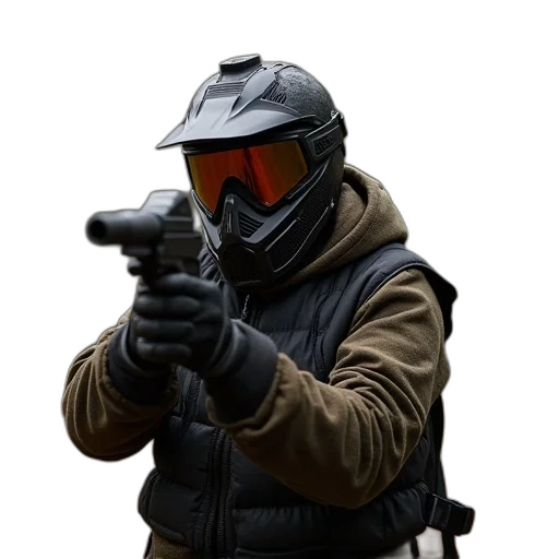 weapon, mask, jacket, staff transparent PNG cut-out