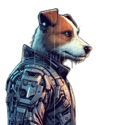 animal, robot, jacket, comic book art transparent PNG cut-out