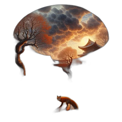 umbrella, tree, hat, creature transparent PNG cut-out