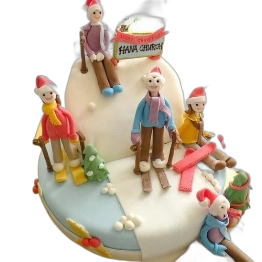 3d render, snow, cake, christmas transparent PNG cut-out
