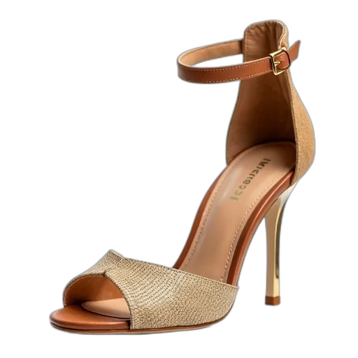 shoes, golden, pair, high-heeled transparent PNG cut-out