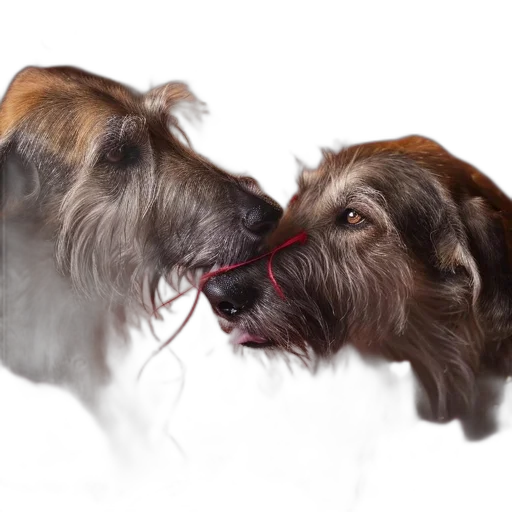 photorealistic, two, dogs, share transparent PNG cut-out