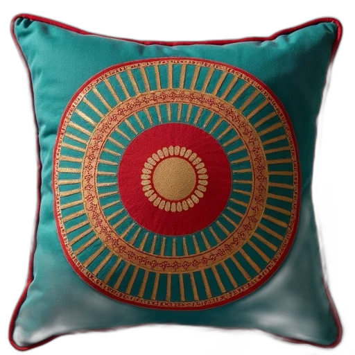 red, teal, pillow, trim transparent PNG cut-out