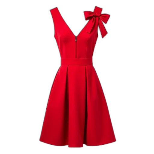 dress, red, flared, skirt transparent PNG cut-out