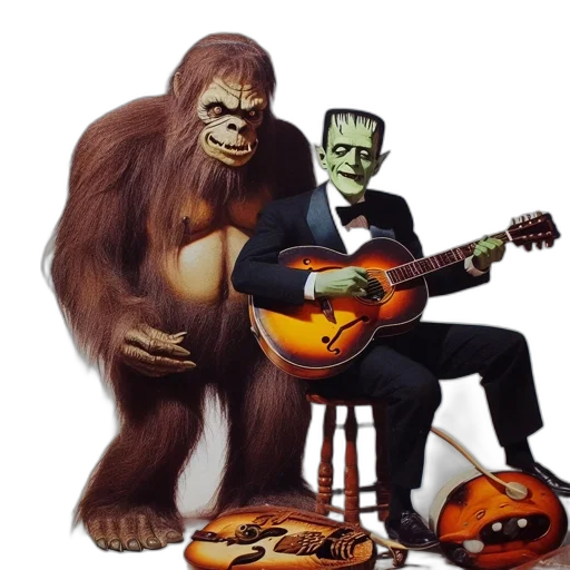 concept art, two, iconic, characters transparent PNG cut-out