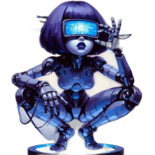 robot, staff, cyberpunk, concept art transparent PNG cut-out