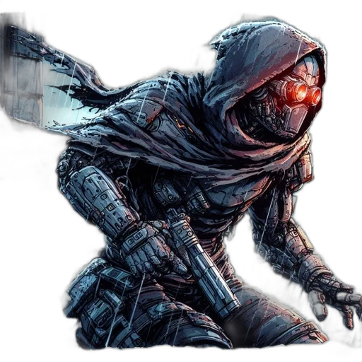 mask, creature, jacket, weapon transparent PNG cut-out