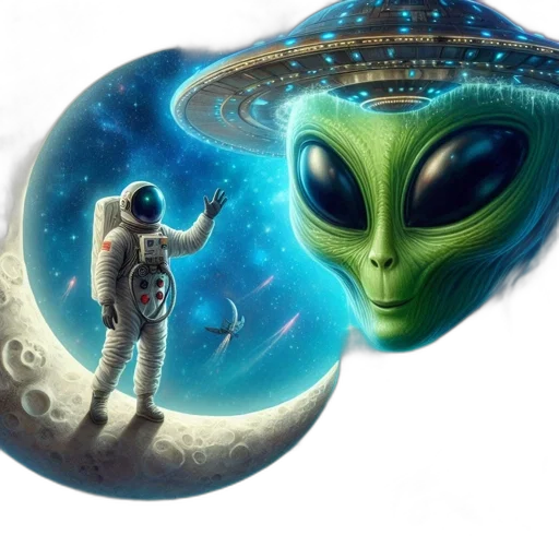 concept art, fantasy art, outer space, astronaut transparent PNG cut-out