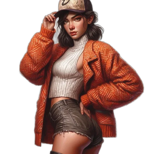 jacket, hat, staff, dress transparent PNG cut-out
