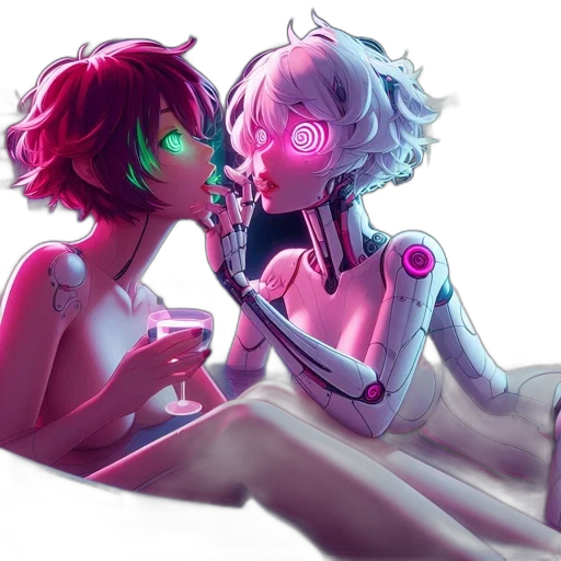 robot, concept art, cyberpunk, vaporwave transparent PNG cut-out