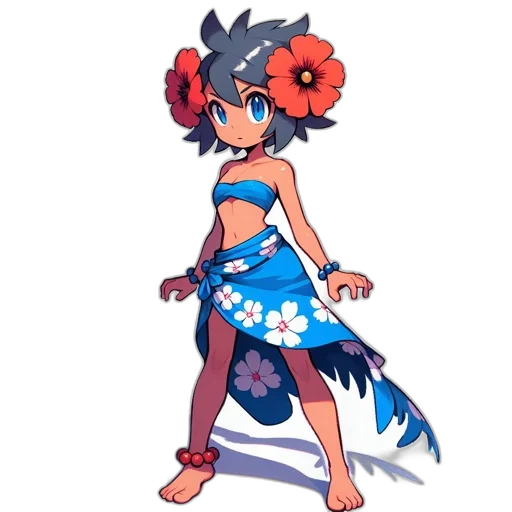 dress, flower, staff, creature transparent PNG cut-out