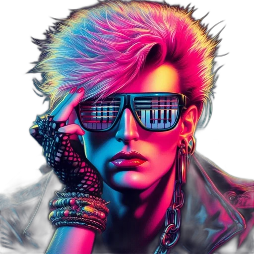 jacket, face, hair, cyberpunk transparent PNG cut-out