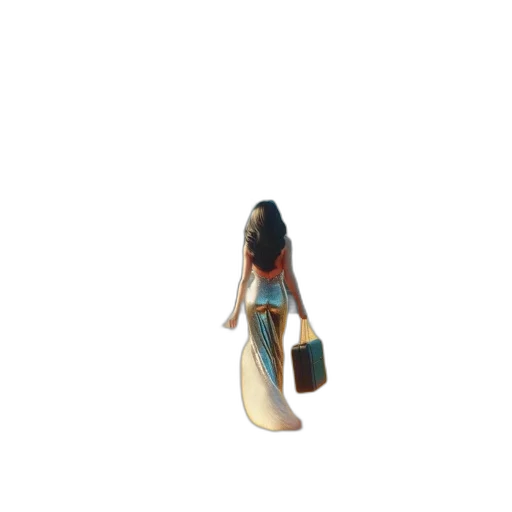 dress, jewelry, staff, hair transparent PNG cut-out