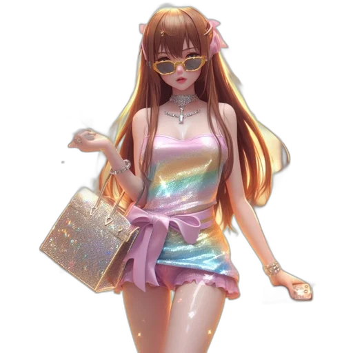 dress, jewelry, vaporwave, concept art transparent PNG cut-out