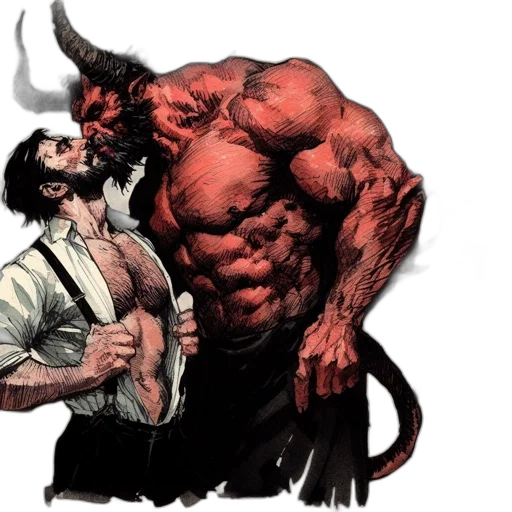 comic book art, concept art, fantasy art, demonic transparent PNG cut-out
