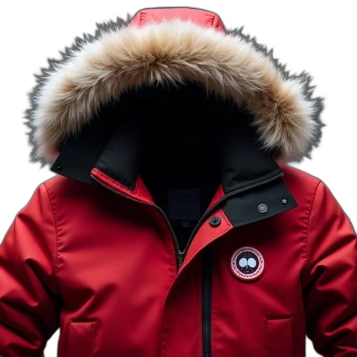 jacket, red, canada, goose transparent PNG cut-out