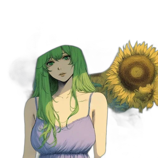 flower, dress, watercolor, anime transparent PNG cut-out