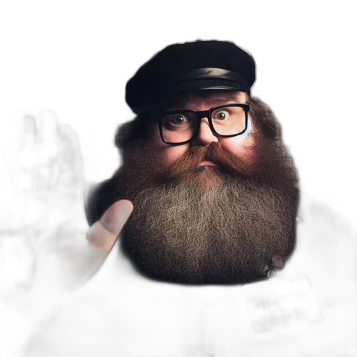 staff, face, hat, hair transparent PNG cut-out