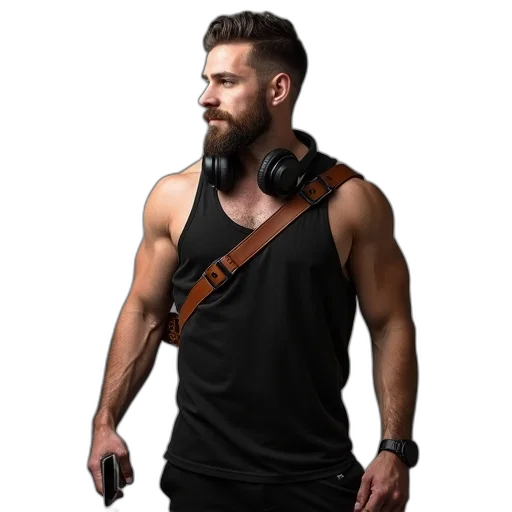 staff, jacket, cyberpunk, man transparent PNG cut-out