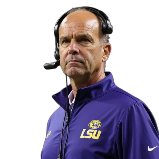 lsu, head, coach, bill transparent PNG cut-out