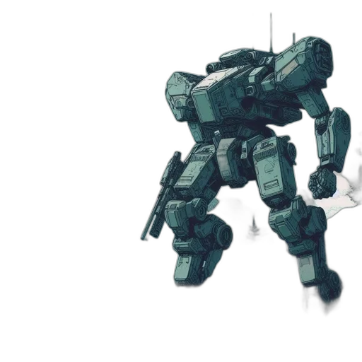robot, weapon, concept art, 3d render transparent PNG cut-out