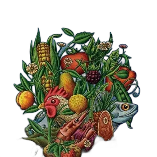 food, crown, watercolor, photorealistic transparent PNG cut-out
