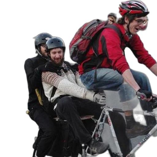 three, people, bicycles, one transparent PNG cut-out
