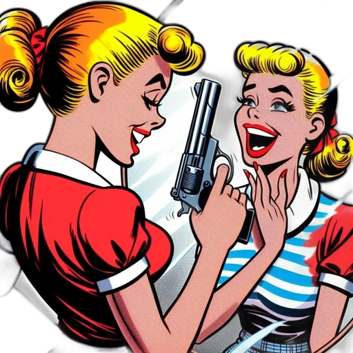 weapon, comic book art, cartoon, woman transparent PNG cut-out
