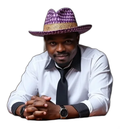 hat, staff, man, seated transparent PNG cut-out
