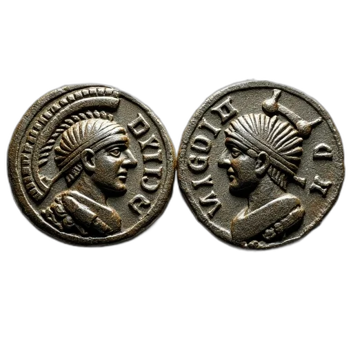 jewelry, two, ancient, coins transparent PNG cut-out