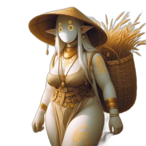 hat, staff, mask, dress transparent PNG cut-out